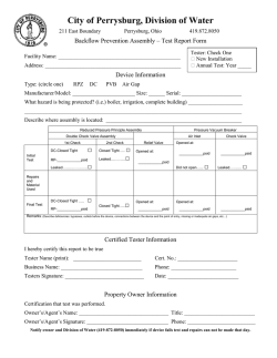 Backflow Form - City of Perrysburg