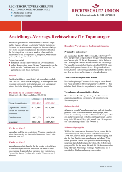 Infoblatt f&uuml;r Top-Manager. - Rechtsschutz Union