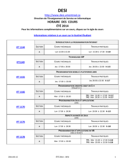 HORAIRE DES COURS &Eacute;T&Eacute; 2014