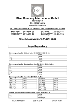 Vorratsliste Lager Regensburg / Antwerpen - ISC Steel Company