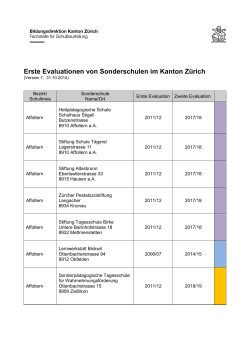 Evaluationszeitplan Sonderschulen - Kanton Zürich