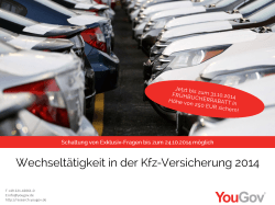 Wechseltätigkeit in der Kfz-Versicherung 2014 - YouGov Deutschland