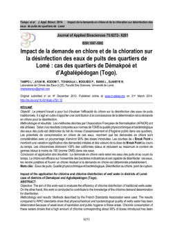 Impact de la demande en chlore et de la chloration sur