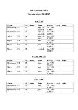 Horaires ITN Namur 2014-2015