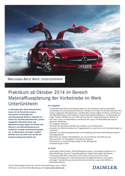 Praxissemester bei Daimler Untertürkheim ab Oktober 2014