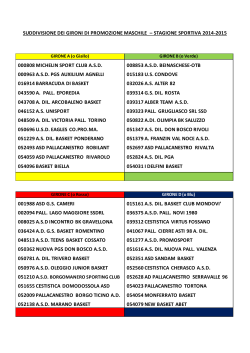 suddivisione dei gironi di promozione maschile 2014-2015