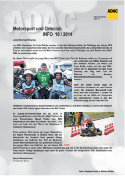 Motorsport und Ortsclub INFO 10 / 2014 - ADAC Ostwestfalen-Lippe
