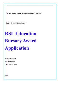 RSL Education Bursary Award Application