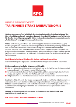 Das neue Tarifeinheitsgesetz: Tarifeinheit stärkt Tarifautonomie - SPD