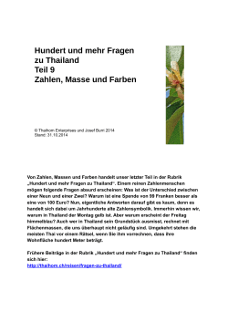 Hundert und mehr  Fragen  zu Thailand Teil 9 Zahlen    - thaihom.ch