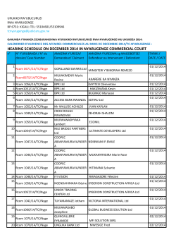 hearing schedule on december 2014 in nyarugenge