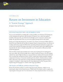 Return on Investment in Education: A "System
