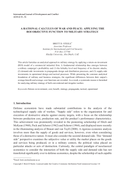 A RATIONAL CALCULUS OF WAR AND PEACE: APPLYING THE