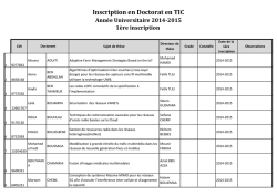 Inscription en Doctorat en TIC Ann&eacute;e Universitaire 2014