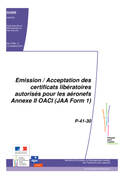 Emission / Acceptation des certificats libératoires