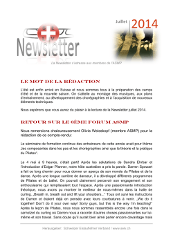 Newsletter Juillet 2014 | 07.07.2014 | pdf