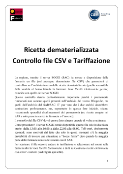 Ricetta dematerializzata Controllo file CSV e Tariffazione