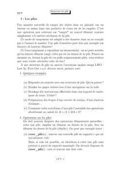I : Les piles - PC* Carnot Dijon