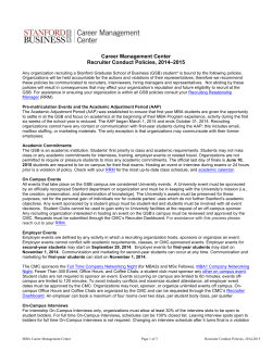 Recruiter Policies - Stanford GSB 2014-15