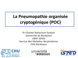 La Pneumopathie organisée cryptogénique (POC)