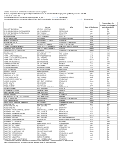 Liste des transporteurs visités au 28 octobre 2014