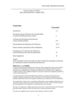 ISA 580 : DECLARATIONS DE LA DIRECTION
