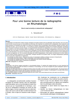 Pour une bonne lecture de la radiographie en Rhumatologie en