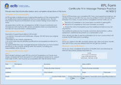 Certificate IV in Massage Therapy Practice RPL Form