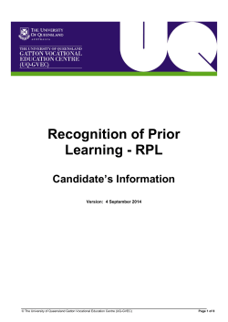 RPL Candidate Kit - University of Queensland