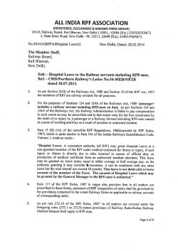 Hospital Leave to the Railway servants including RPF-men.