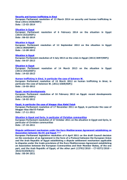 Security and human trafficking in Sinai European Parliament