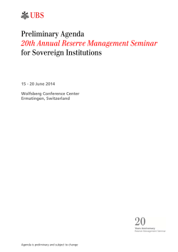 UBS Preliminary Agenda 20th Annual Reserve Management