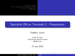 Spécialité ISN en Terminale S : Présentation