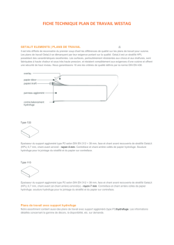 FICHE TECHNIQUE PLAN DE TRAVAIL WESTAG