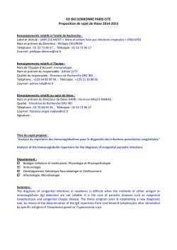 ED BIO SORBONNE PARIS CITE Proposition de sujet de th&egrave;se
