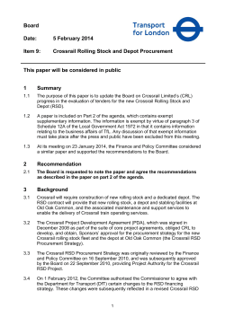 Board Date: 5 February 2014 Item 9: Crossrail Rolling Stock and