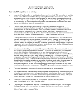 How to Complete the RTP Letter of Recommendation