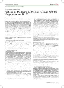 Collège de Médecine de Premier Recours (CMPR): Rapport annuel