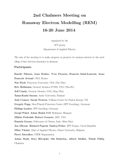 2nd Chalmers Meeting on Runaway Electron Modelling (REM