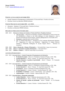 Hanane DAKHLI E-mail - Universit&eacute; Paris 1 Panth&eacute;on