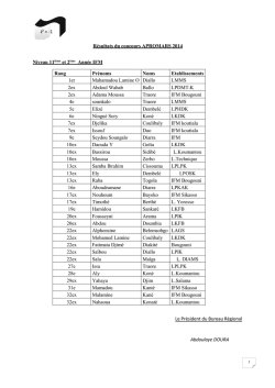 i² = -1 Résultats du concours APROMARS 2014