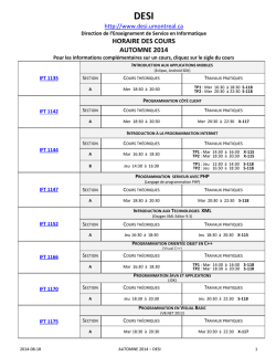 Horaire des cours : automne 2014 au campus UdeM