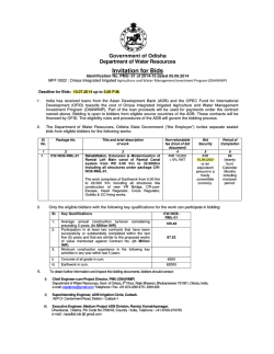 Invitation for Bids - Deptt. of Water Resources, Odisha