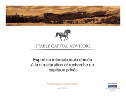 Présentation corporative - Stable Capital Advisors