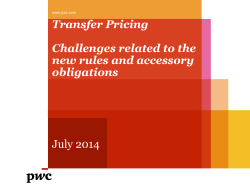 Transfer Pricing Challenges related to the new rules and accessory