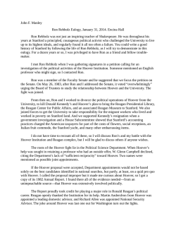 John F. Manley Ron Rebholz Eulogy, January 31, 2014. Encina Hall
