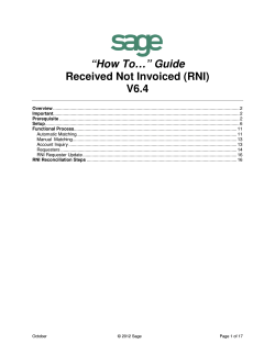 “How To…” Guide Received Not Invoiced (RNI) V6.4