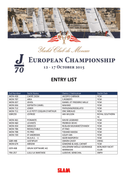ENTRY LIST - Yacht Club Monaco