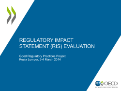 REGULATORY IMPACT STATEMENT (RIS) EVALUATION
