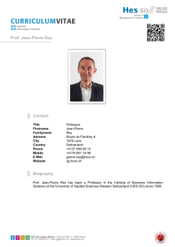 Prof. Jean-Pierre Rey Contact Biography - HES-SO Valais